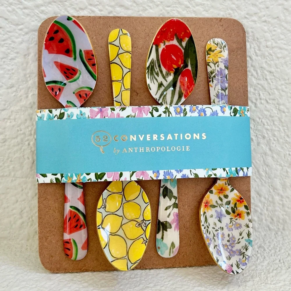 🆕 8pc Set Anthropologie Colloquial Melamine Tumblers & Spoons